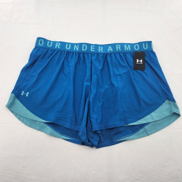 Under Armour Loose Heatgear Womens Size 3X Blue Elastic Waist Athletic Shorts - Picture 1 of 6